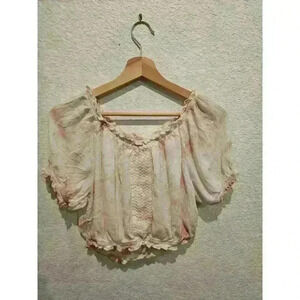 NWT Kiwi & Punch Pink Tie Dye Peasant Girl Short Sleeve Top Size Large
